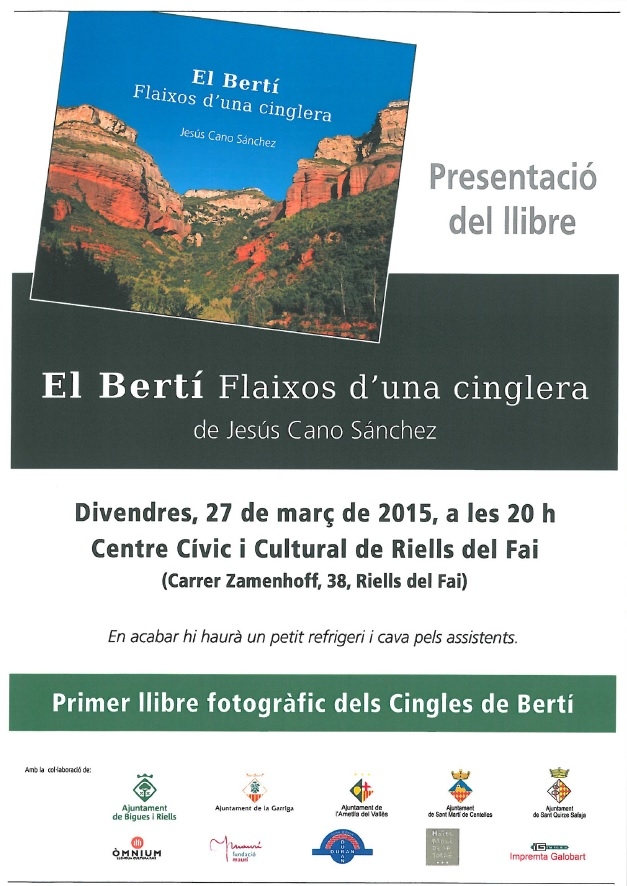 L´Ajuntament col·labora en l´edició del primer llibre de fotografies sobre els Cingles de Bertí